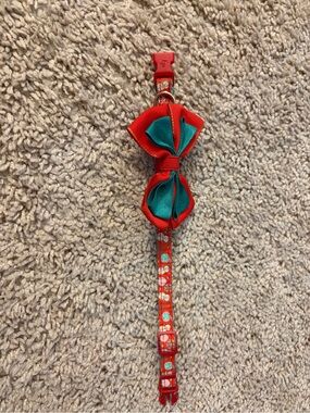 bp Red and Teal Bow Pet Collar